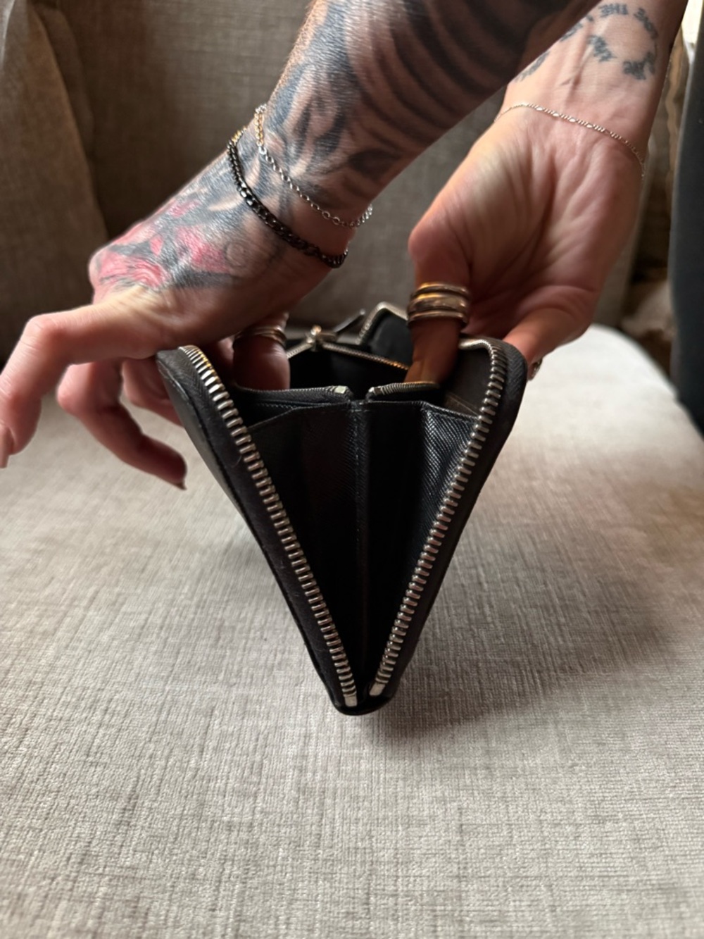 Prada Black Zip-Around Saffiano Wallet with Silver Hardware - Picture 6 of 6